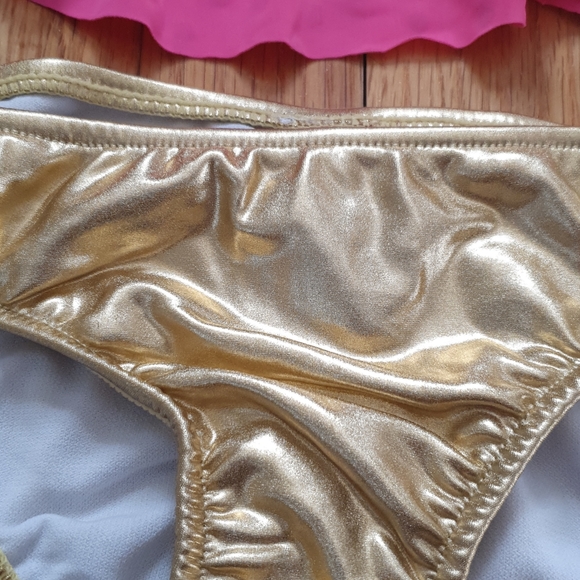 Love U Lots NWT Pink & Gold 2 PC Swimsuit - Picture 3 of 3